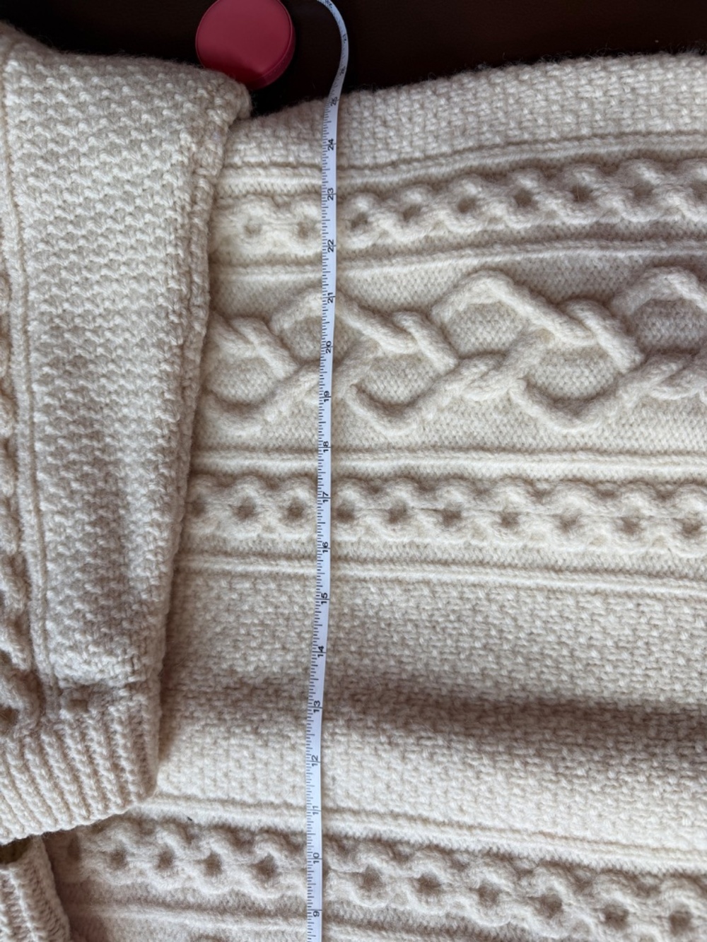 Aran Cable Fisherman Sweater Cardigan Handknit - Picture 6 of 7